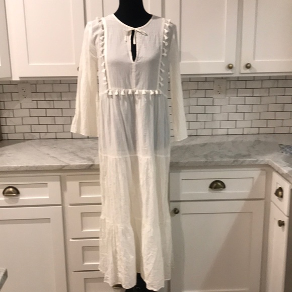 Madewell Dresses & Skirts - Madewell Caftan Dress Womens Medium White Laura Sheer Tiered Whimsigoth Fairy